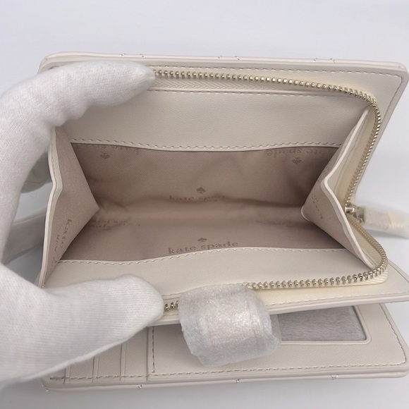 Kate Spade Carey Medium Compact Bifold Wallet Parchment - Picture 8 of 15